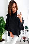 Women's longline cardigan with batwing sleeves and three-button placket in plus velvet fleece