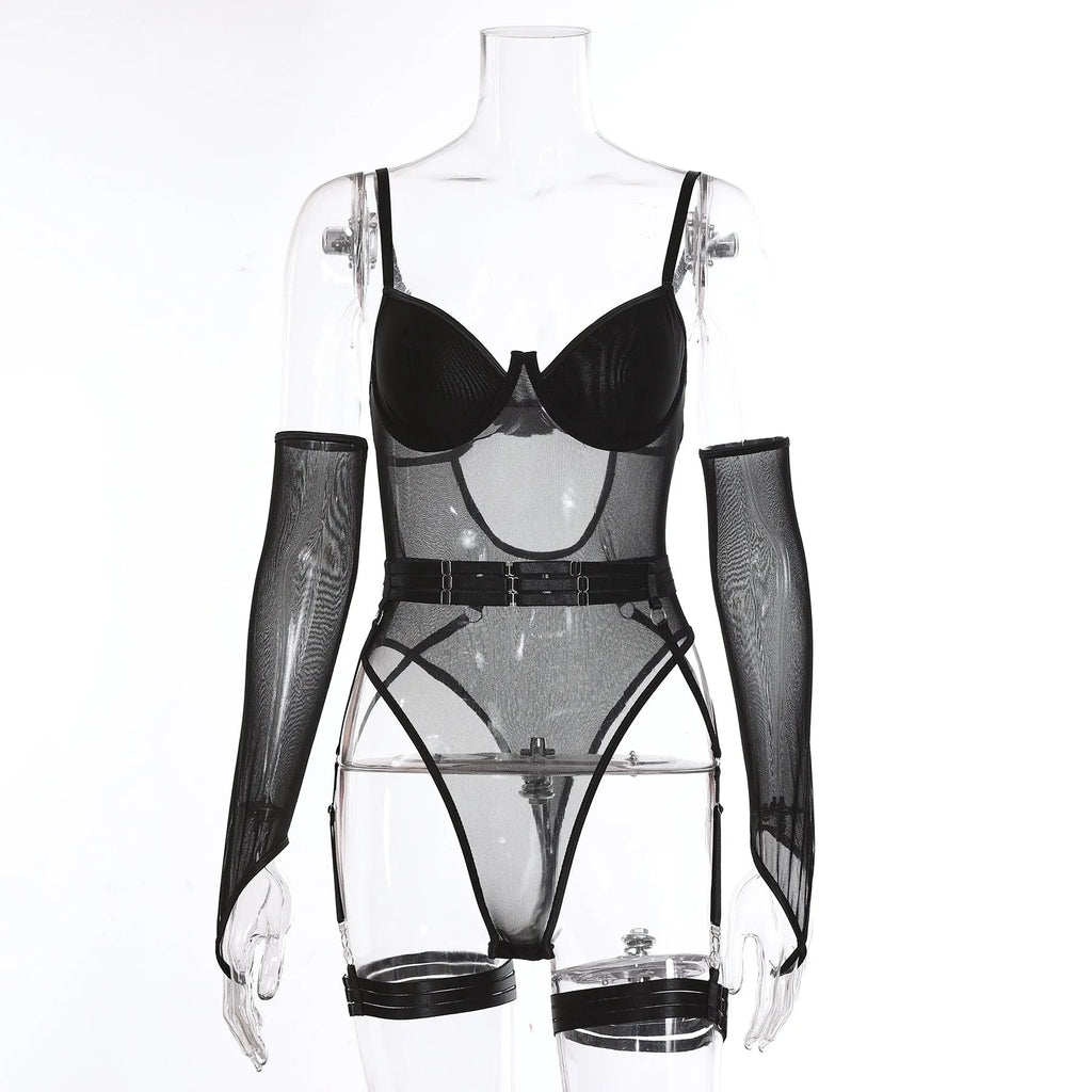 Women's sheer mesh jumpsuit in polyester fabric available in multiple colours and sizes