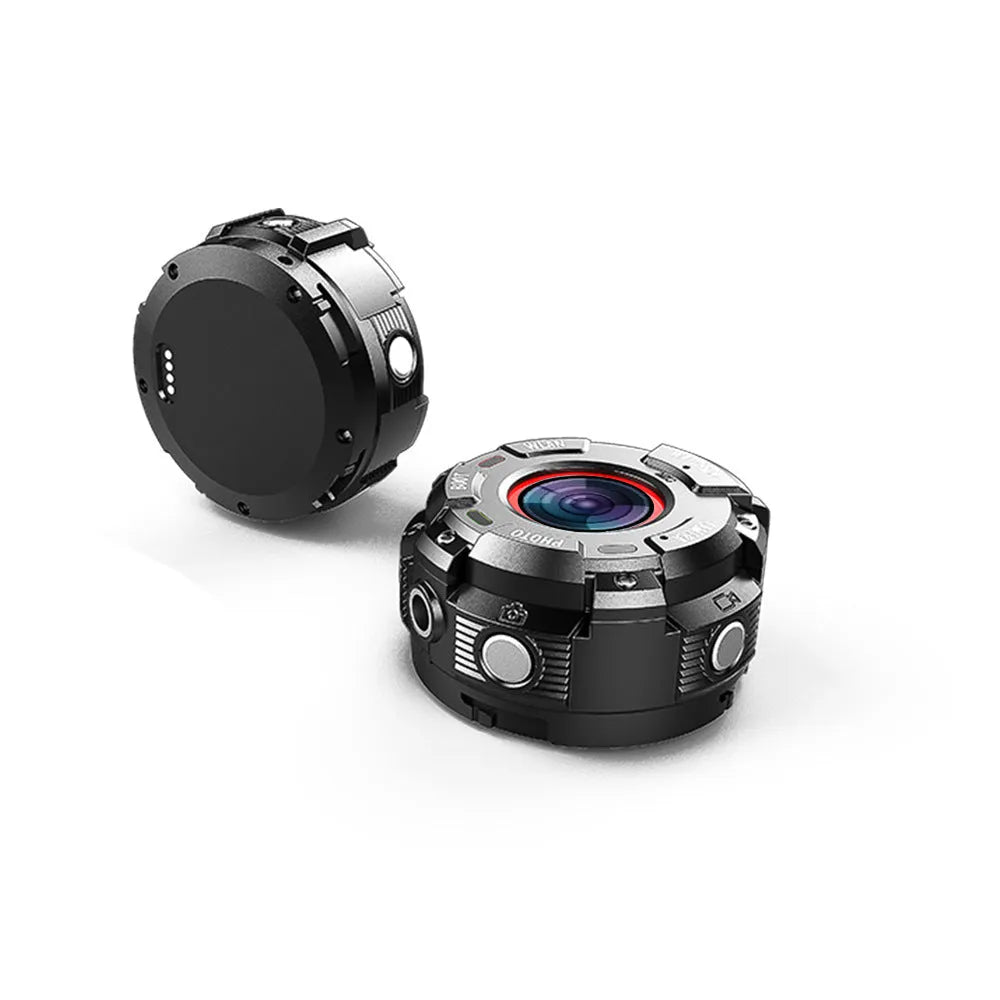 Black waterproof sports digital camera with SD card slot and USB port