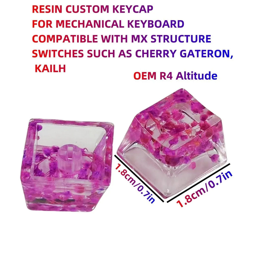 Clear resin starry sky keycap for Cherry MX keyboards in violet colour