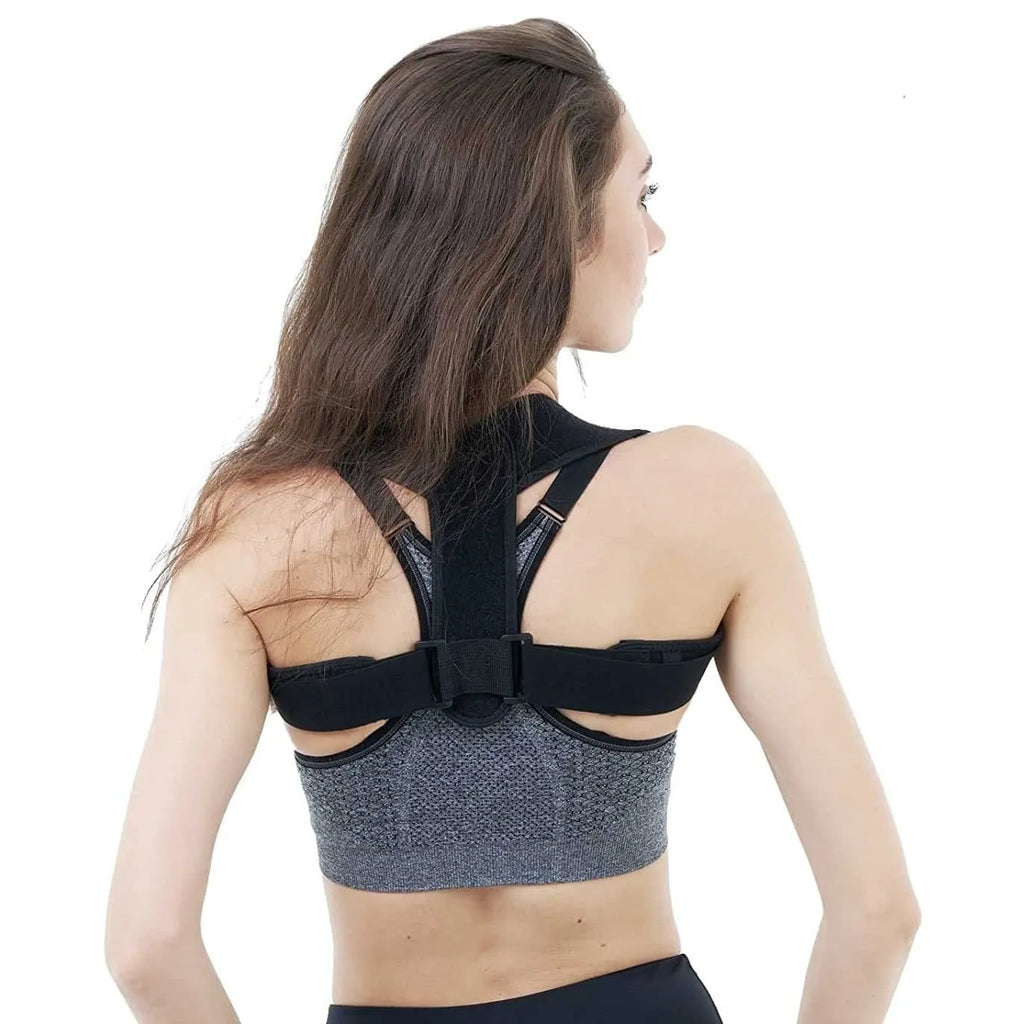 Black adjustable invisible posture correction strap for back and shoulder support