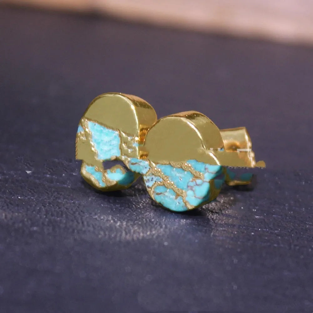 Natural stone bohemian style stud earrings in ER1031 colour with irregular shapes and simple design