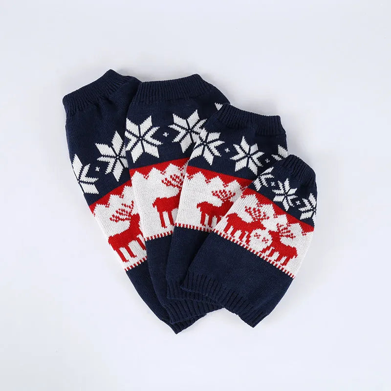 Navy blue knitted Christmas sweater for dogs with European and American styling