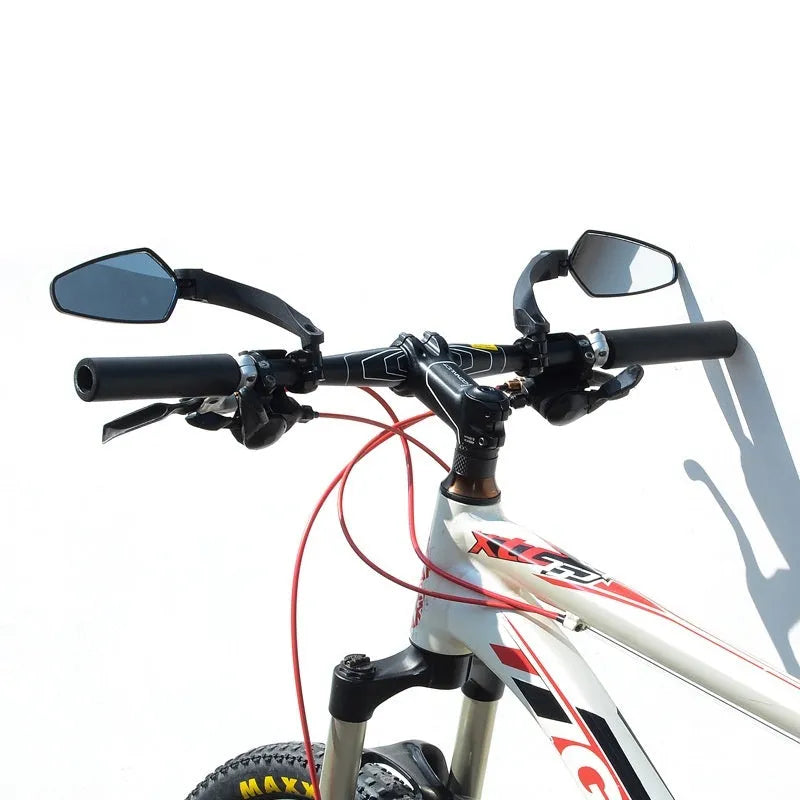 Black bicycle rearview mirror with acrylic PMMA construction measuring 210mm by 102.5mm