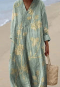 Floral 3D printed shirt dress with wide waist princess silhouette in casual Japanese Korean style