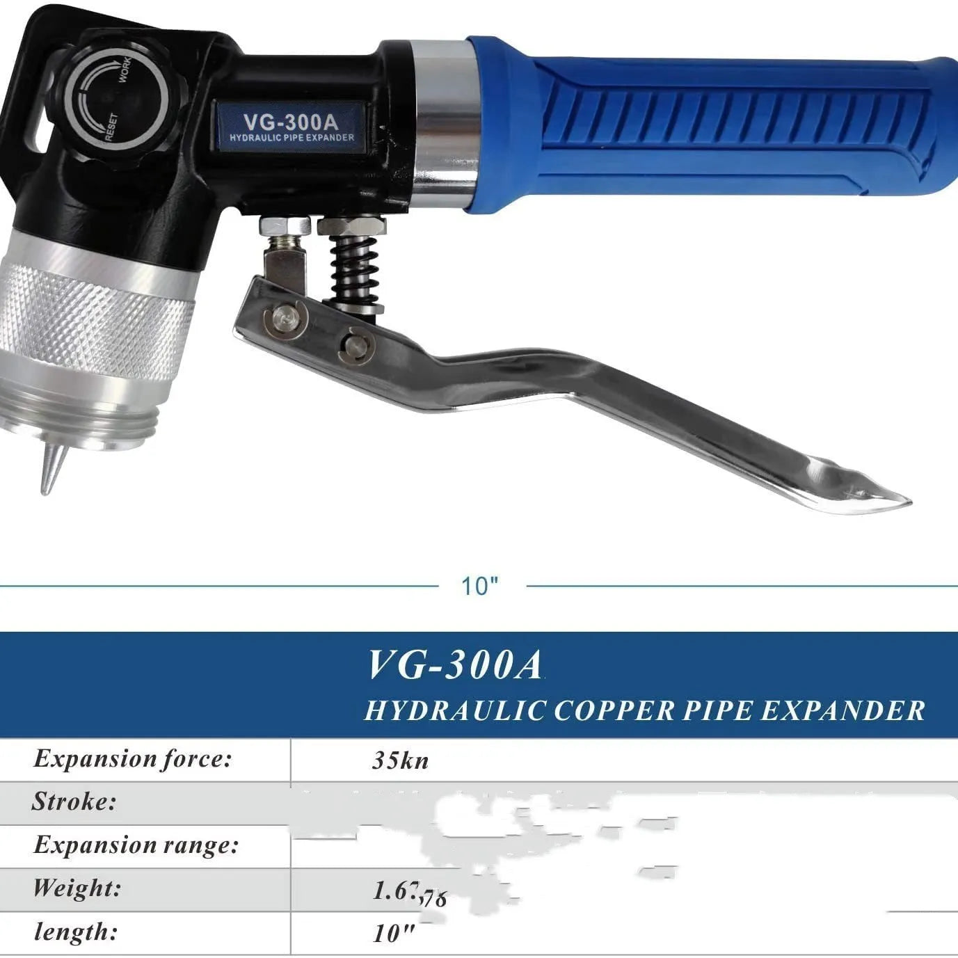 VG-300 style hydraulic tube expander tool for refrigeration maintenance made from high-strength alloy steel.