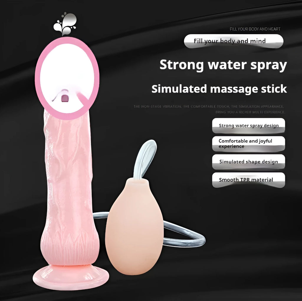 Flesh-coloured simulated dildo with a strong suction cup base, showing its 200mm length and 40mm width.