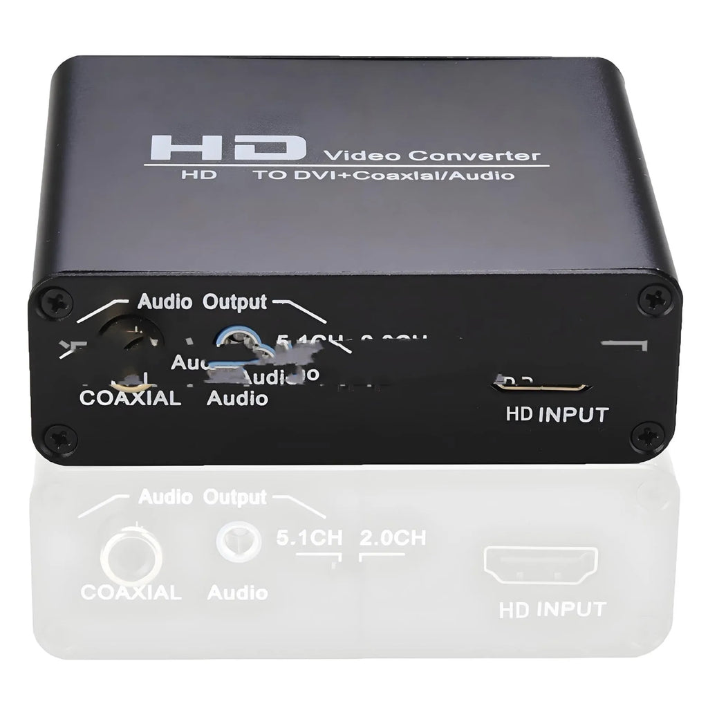 Black HDMI to DVI converter cable with coaxial audio output and power supply unit