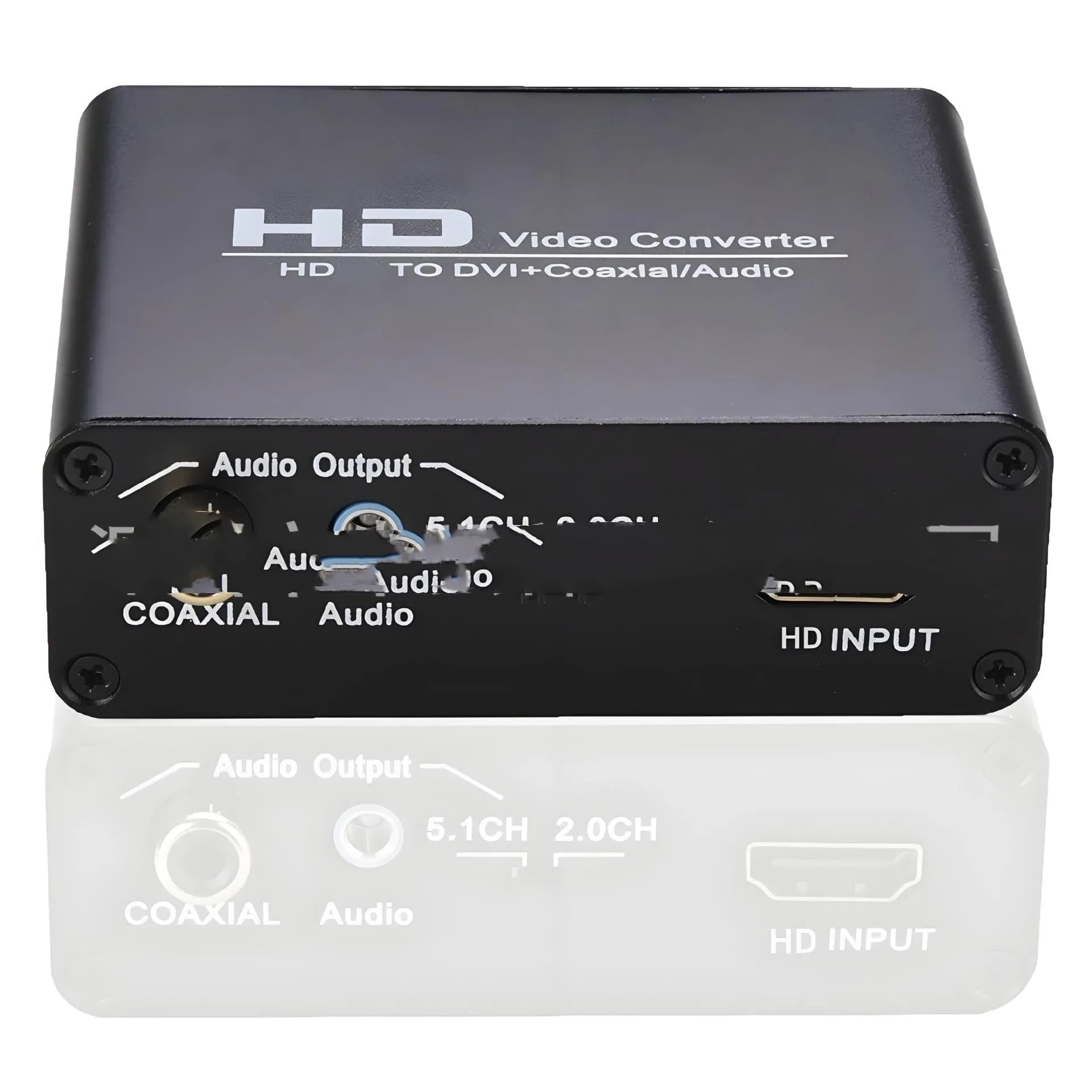 Black HDMI to DVI converter cable with coaxial audio output and power supply unit