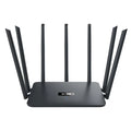 Dual-band 5G Gigabit router in white or black with multiple antennas for through-wall home Wi-Fi coverage