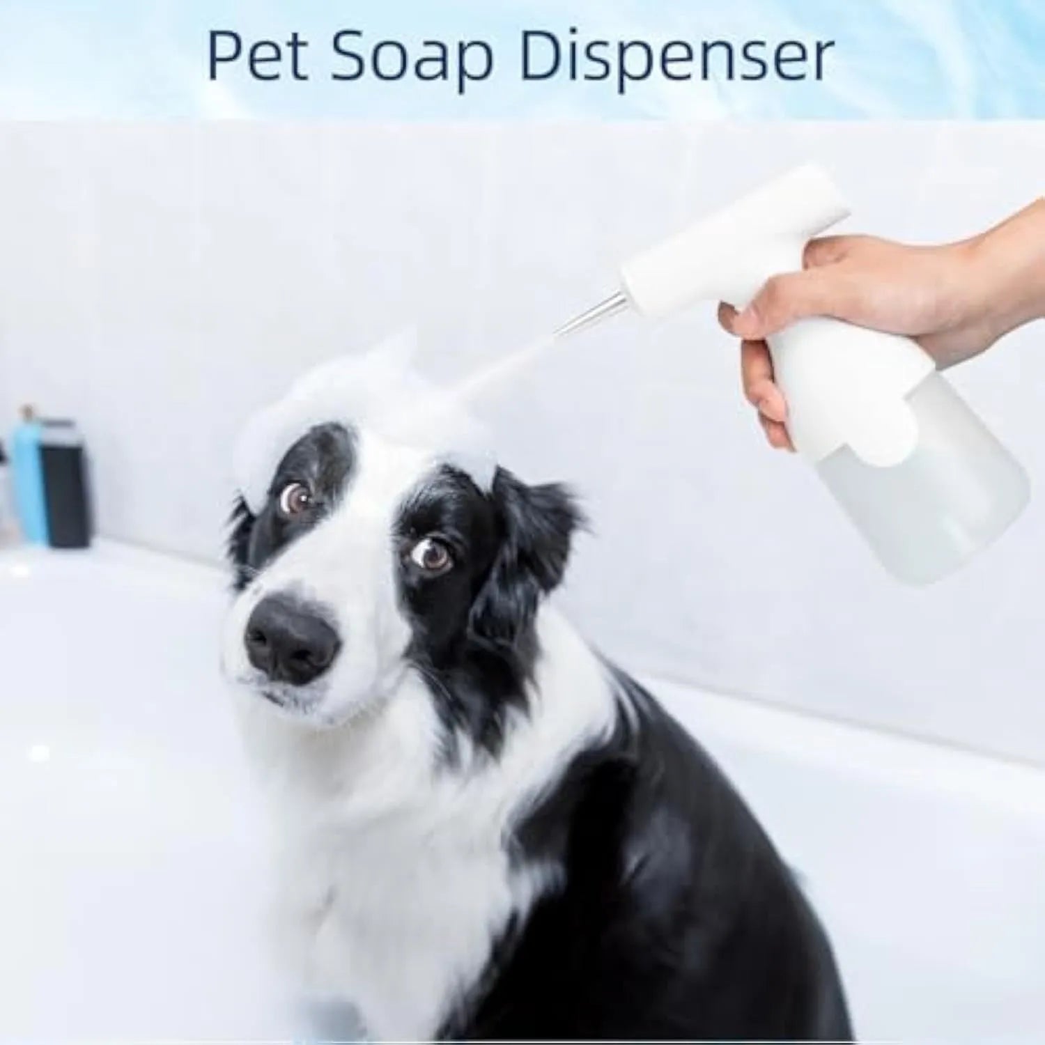 White electric foam soap dispenser with rechargeable battery for pet bath and kitchen cleaning