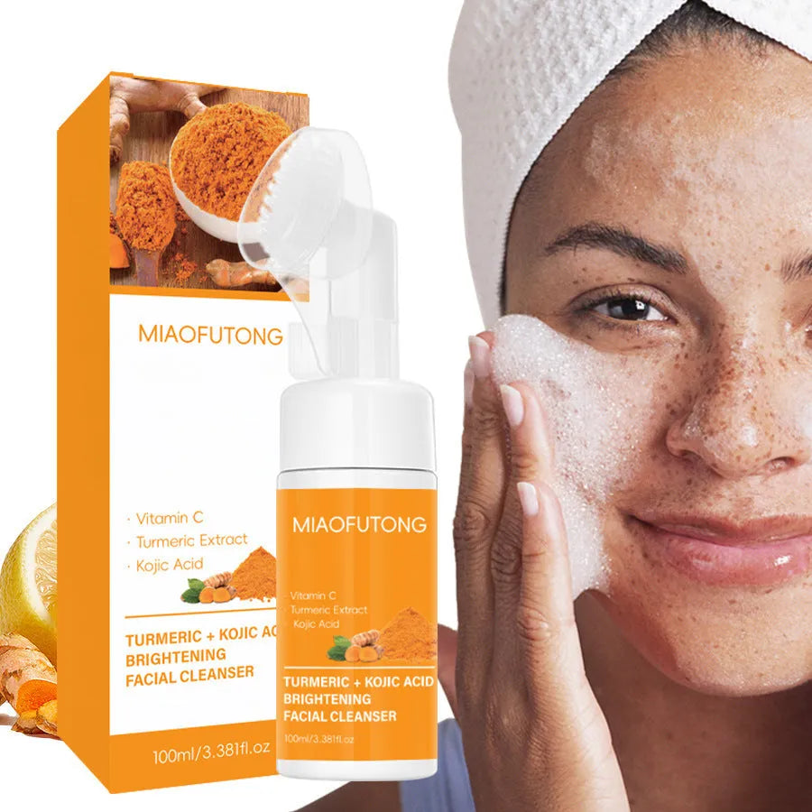Turmeric Cleansing Mousse facial set with ginger soap, 30 pads, soap net and skincare pieces