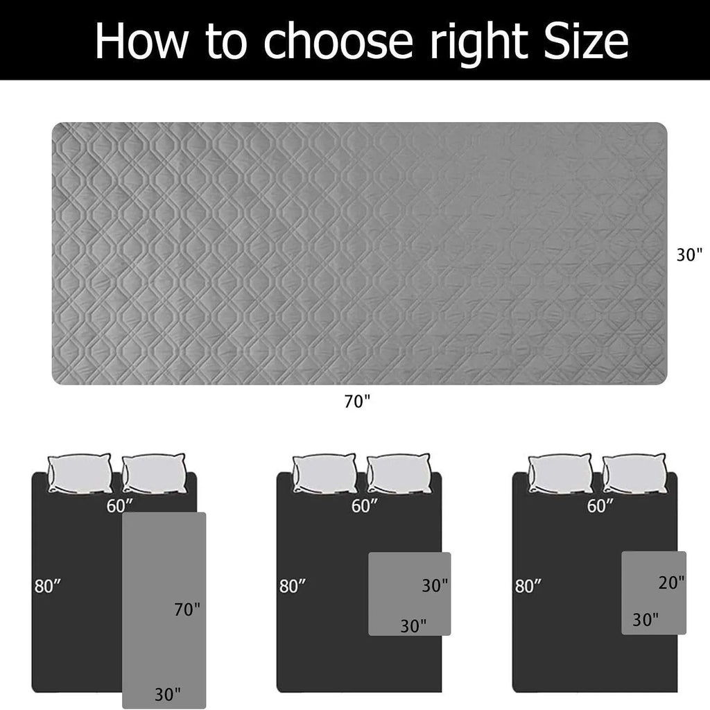Reversible waterproof dog blanket on sofa showing two colour options, protecting furniture from pet accidents