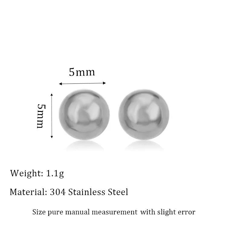 Stainless steel ball stud earrings with geometric round design and gold electroplated finish
