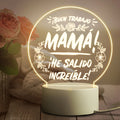 Modern minimalist LED night light with acrylic shade and ABS base on bedside table