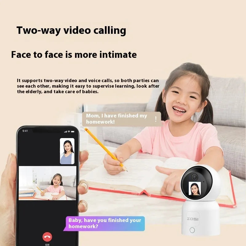 Zhou Shi wireless indoor security camera with screen and AI detection features