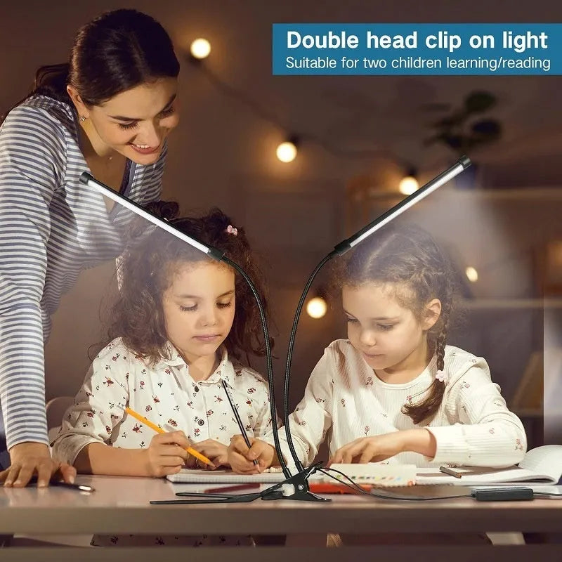 Black or white USB-powered LED desk lamp with 26cm length for student study.