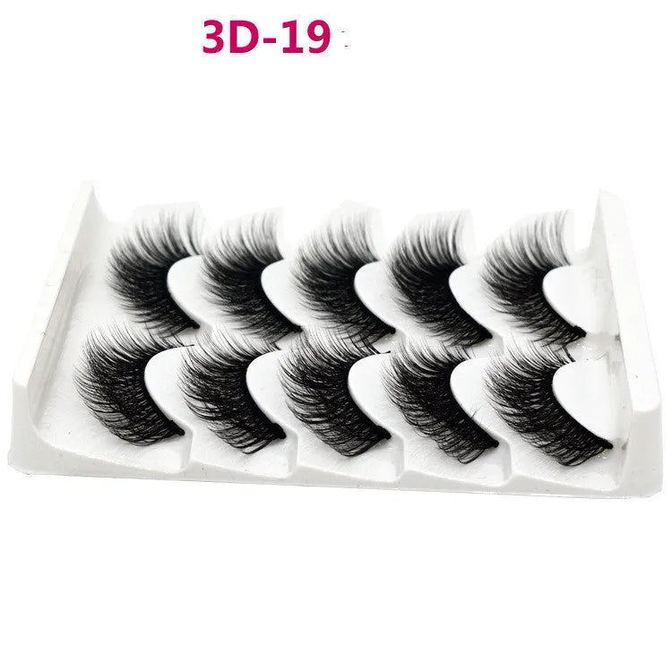 Handmade chemical fibre false eyelashes in thick style with plastic cotton stalk, 3D mixed specs