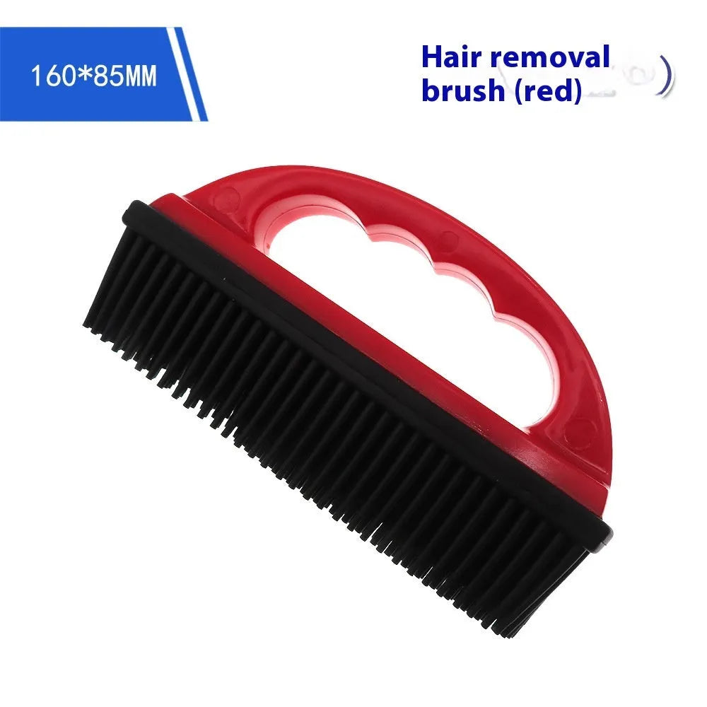 Red pet hair removal brush for dog and cat grooming and carpet cleaning, dimensions 160mm by 85mm.