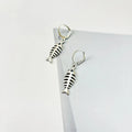 Fishbone pendant necklace and matching earrings set with adjustable chain length