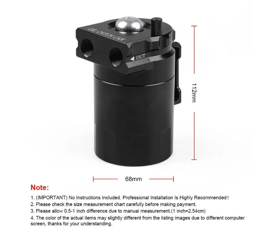 Aluminum alloy oil separator catch can for Ford Expedition in choice of black, blue, red, or silver colour.