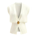 Women's loose fit V-neck button cardigan in knitted polyester fabric, shown in multiple colour options.