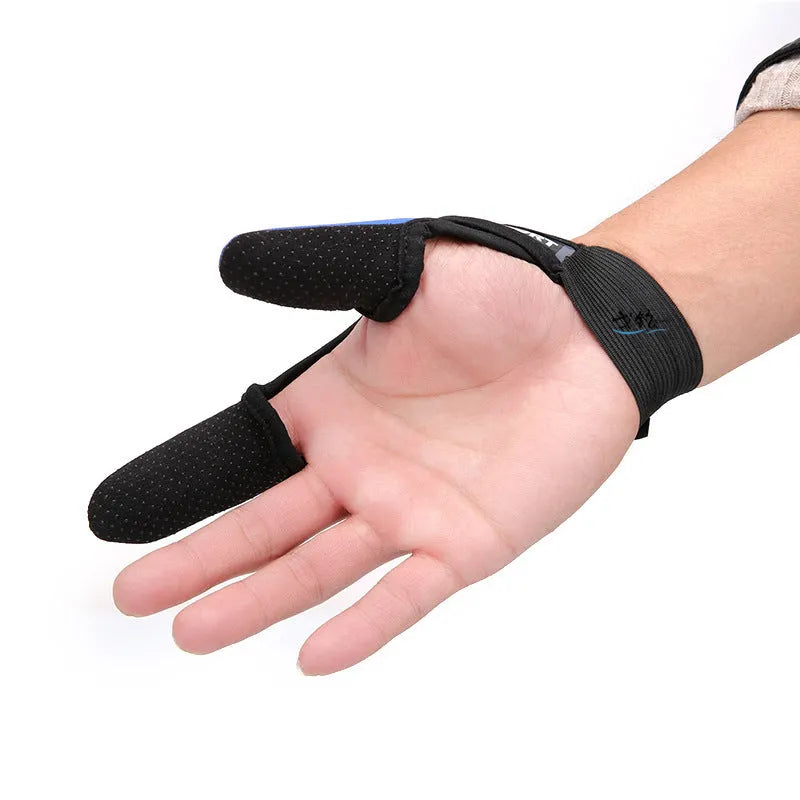 Single two finger fishing glove showing diving cloth back and microfiber palm area