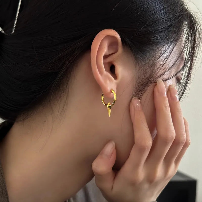 Geometric star earrings for women with copper white gold electroplated finish