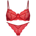 Women's black French bra bikini set with double shoulder straps.