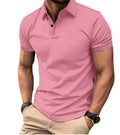 Men's slim fit solid colour cotton blend short sleeve button-down shirt