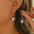 Women's silver retro fashion earrings with alloy construction and electroplated finish