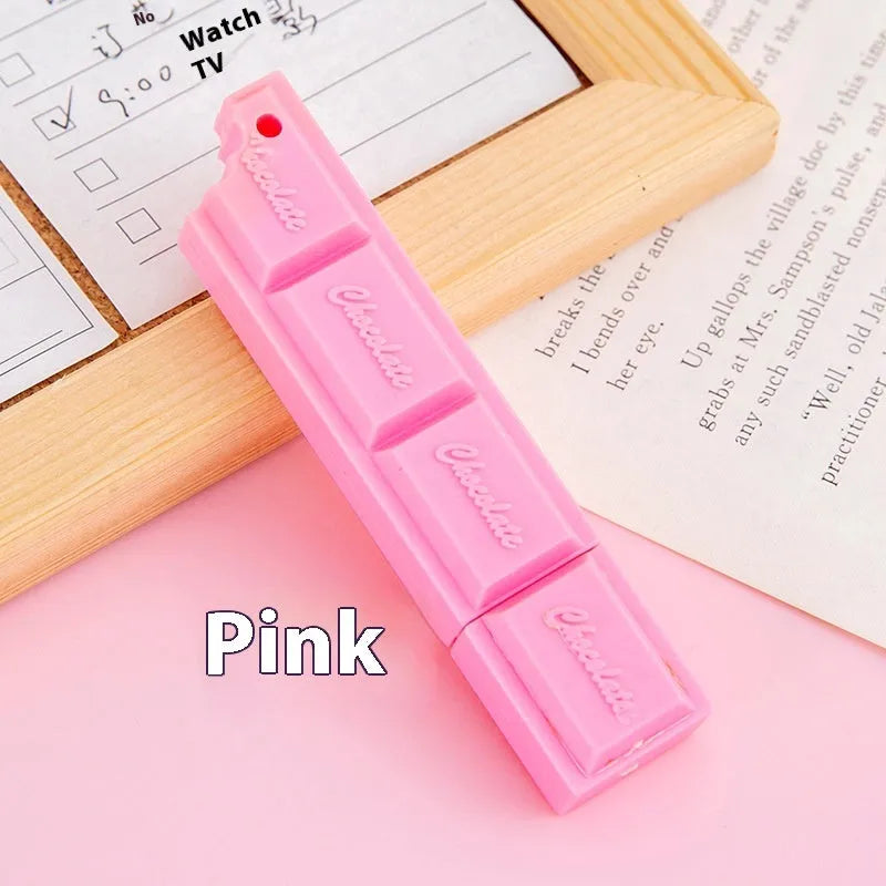 Chocolate cartoon ballpoint pen with 0.5mm bullet tip showing pink beige brown colour options