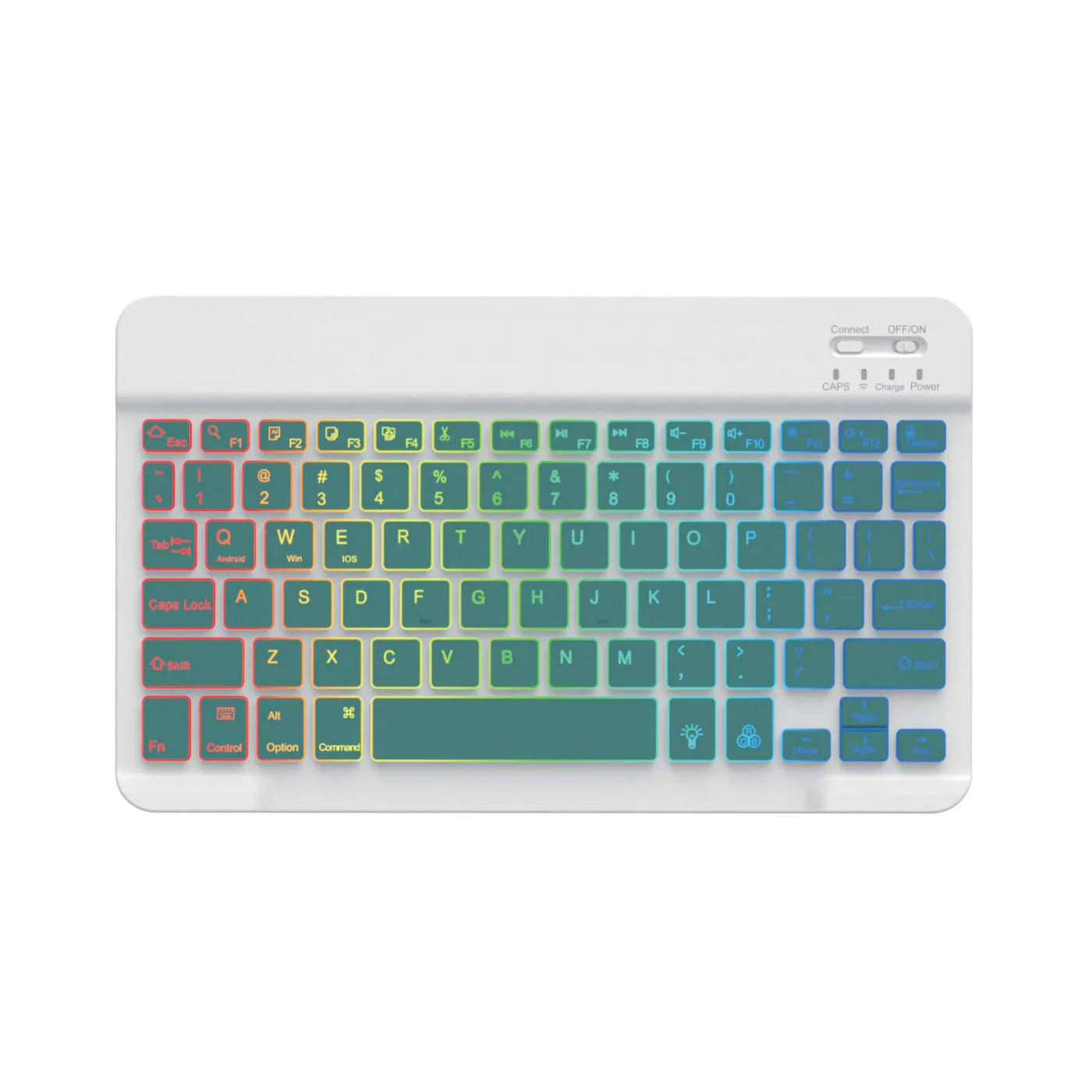 10-inch backlit Bluetooth keyboard for tablets with colourful RGB lighting in seven colour options