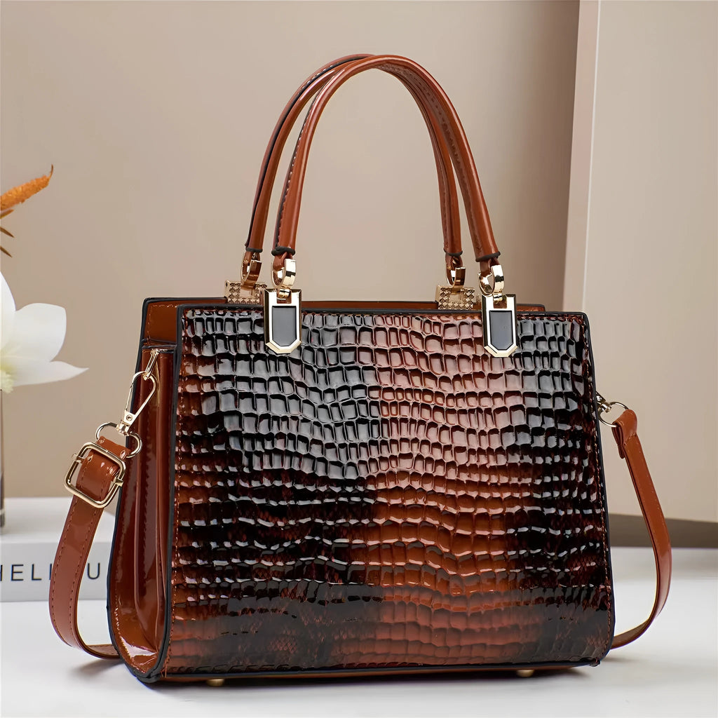 Soft PU leather one shoulder mom bag in horizontal square shape with internal compartments