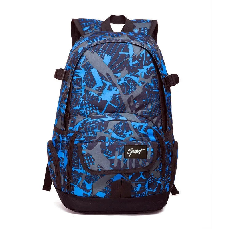 Classic large capacity Blue or Red nylon backpack for school travel and outdoor use