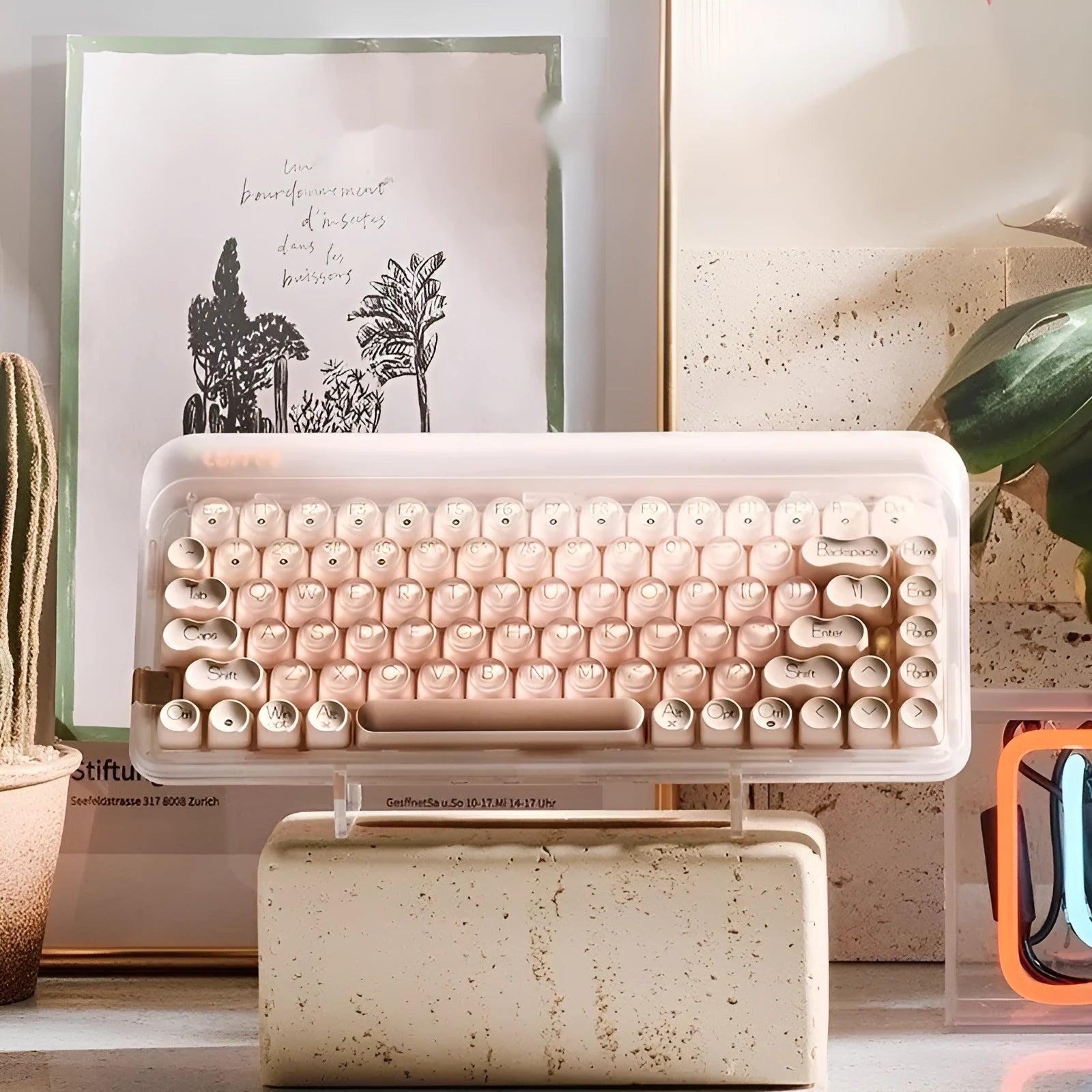 Liquid foundation Bluetooth mechanical keyboard workstation with mouse, calculator, and pickup light