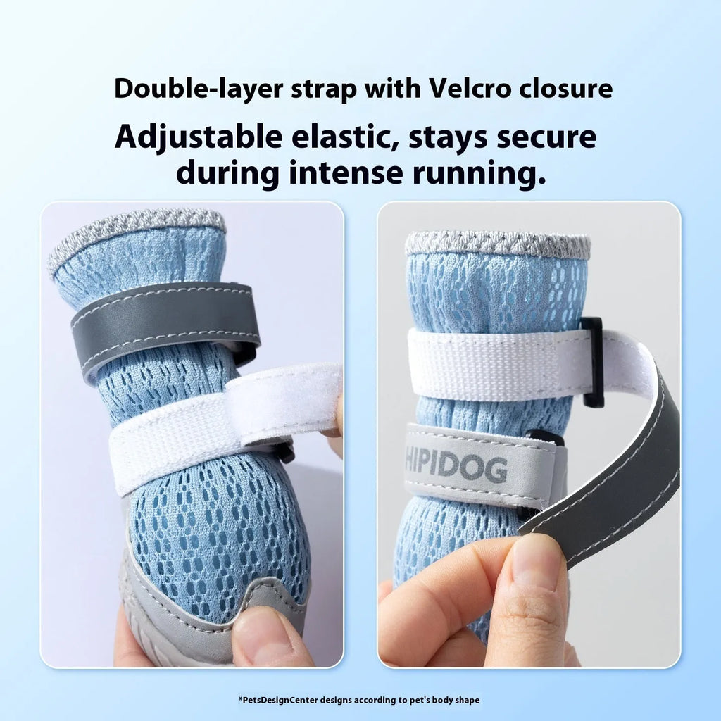 Cartoon style breathable dog shoes for summer paw protection against hot pavements