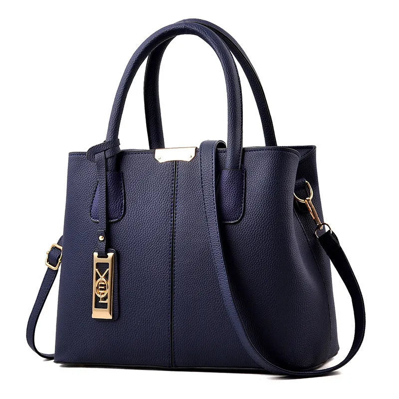 Women's soft PU leather large capacity shoulder bag in horizontal square shape with adjustable strap