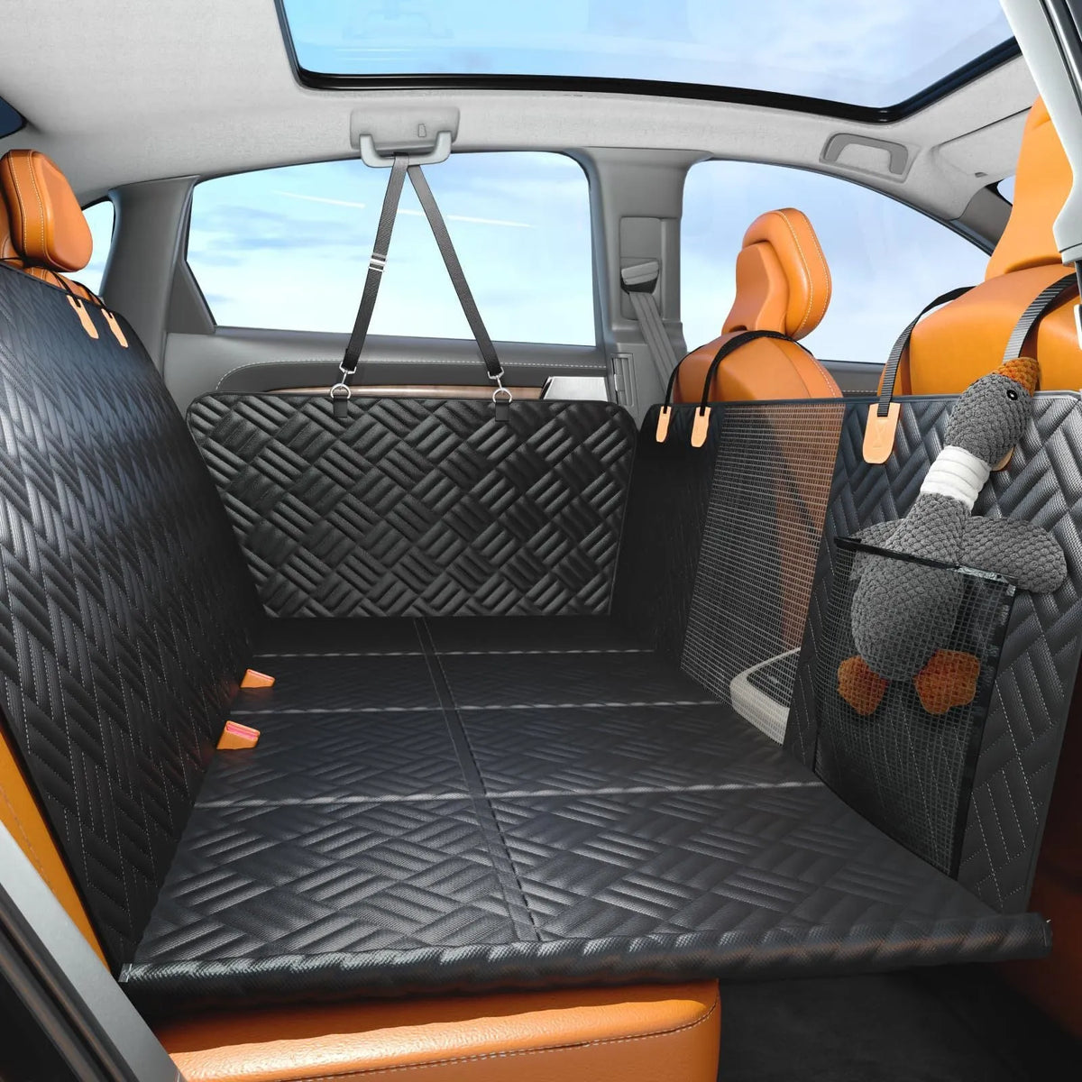 Black cloth car pet mat for dogs, rear seat cover supplied as one car pet mat