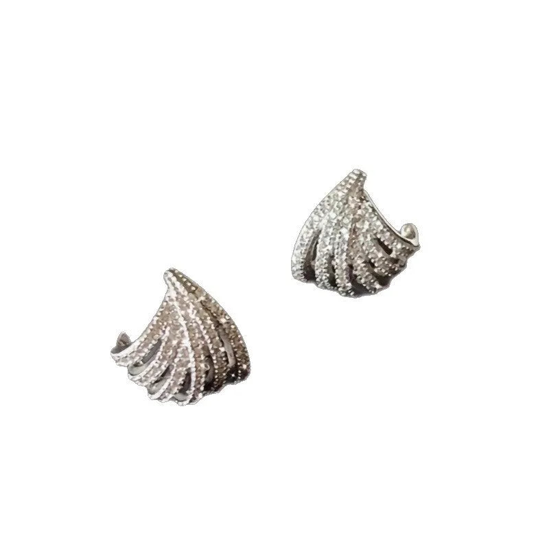 Geometric zircon earrings with platinum electroplating and European-American styling design