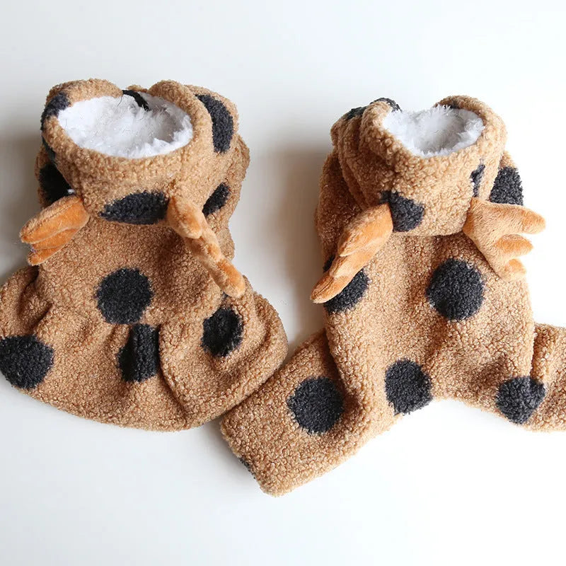 Polka dot dog and cat clothing in skirt or four-legged styles sizes XS to XL