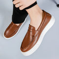 Men's round-toe casual shoes in PU leather available in three colour options