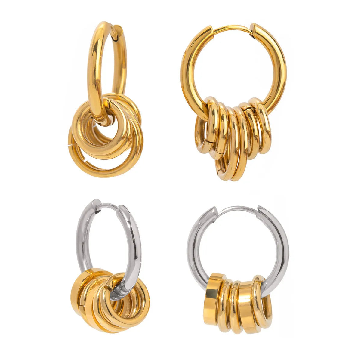 Ins style stainless steel earrings with electroplated metallic finish in two colour options