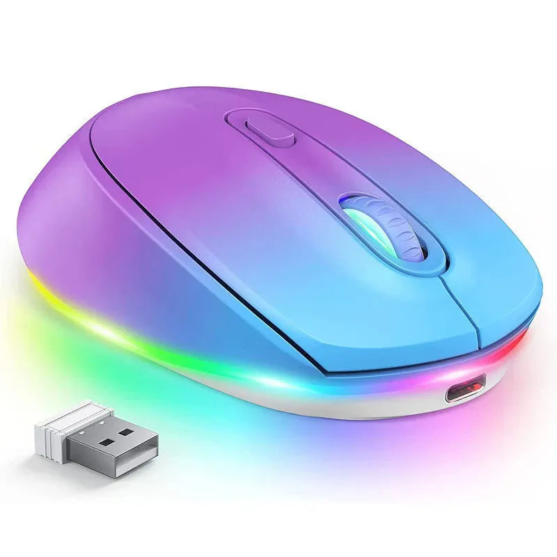 24g rechargeable wireless mouse showing ergonomic design and compact 108x64x32mm dimensions with USB connector