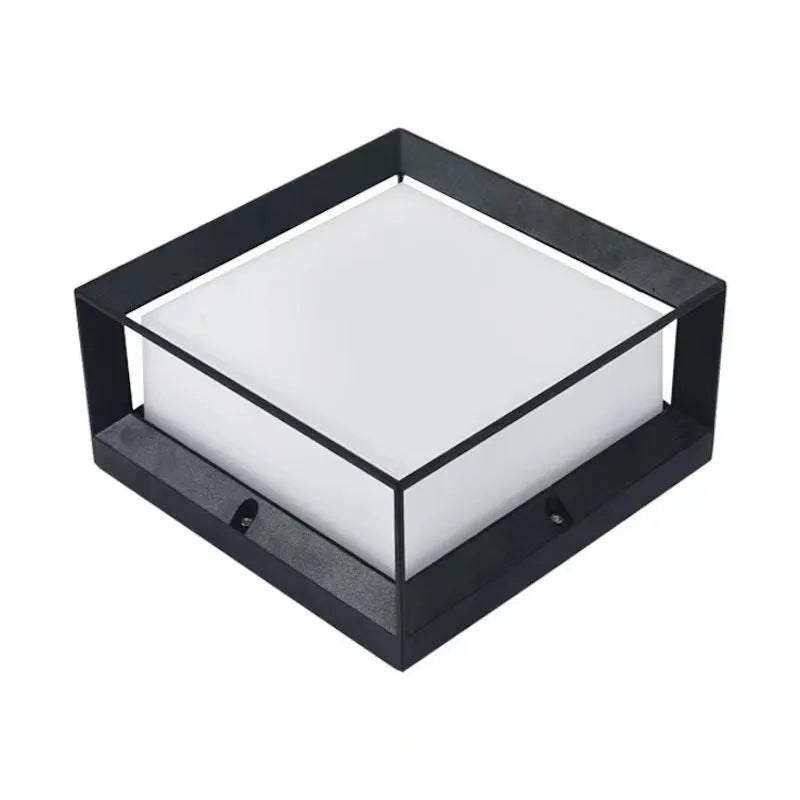 White aluminium solar-powered LED outdoor column light for wall or garden mounting.