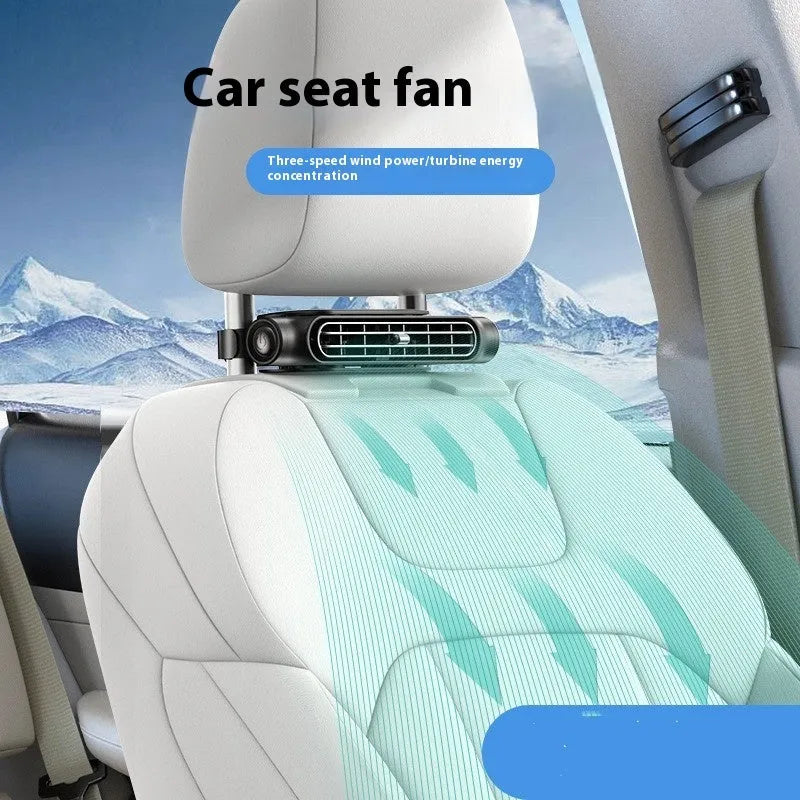 CF03 beige USB car fan with brushless motor and velcro mount on vehicle dashboard