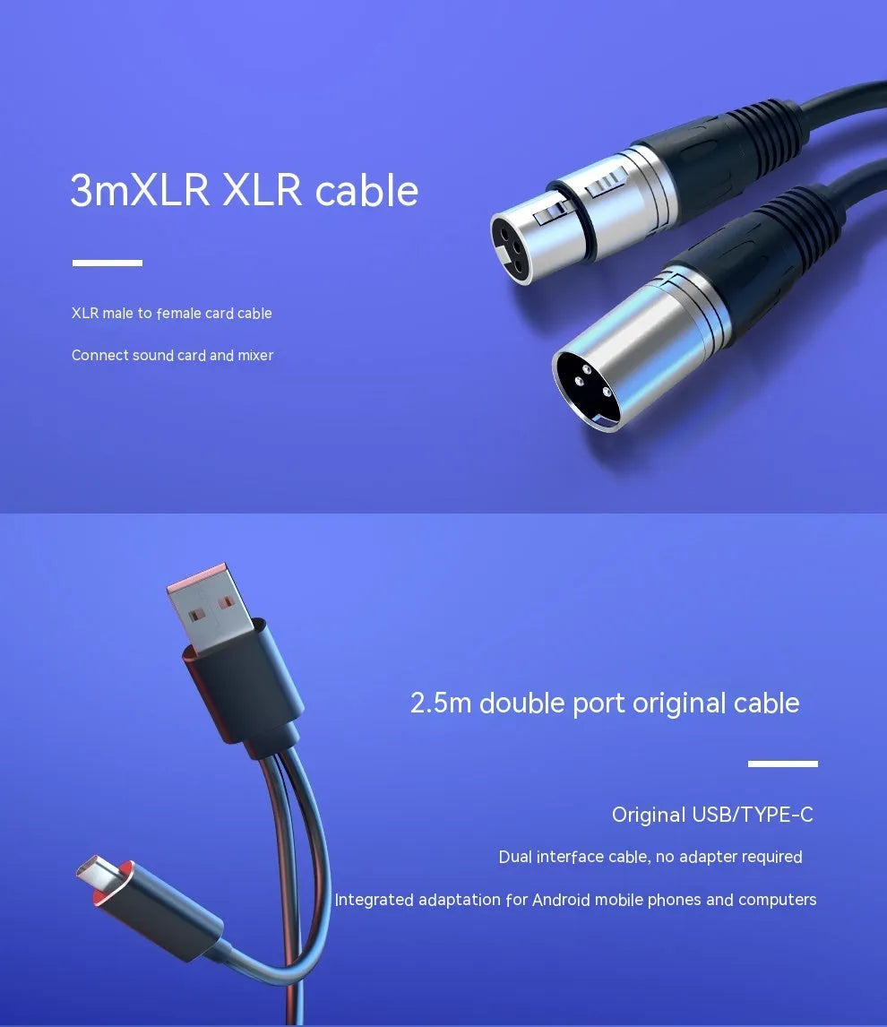 Dynamic noise reduction microphone with detachable black bracket base on desk with XLR cable