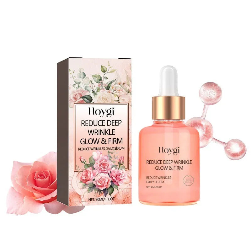 30ml rose essential oil serum in 3.8x3.8x8.6cm bottle for fine wrinkle smoothing
