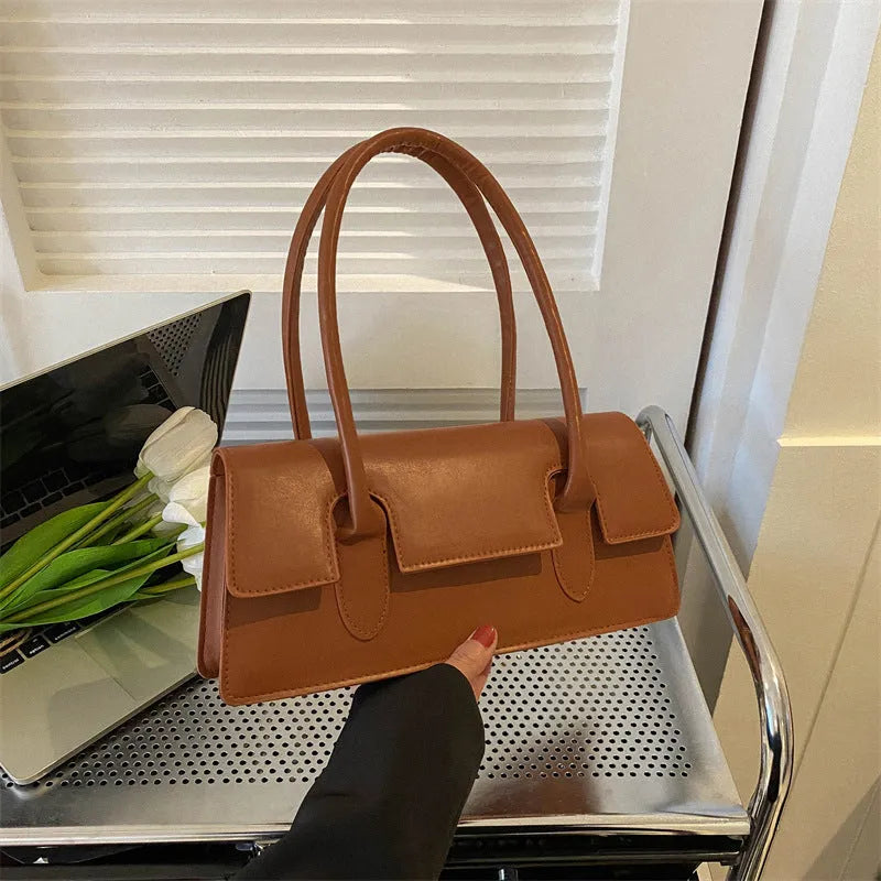 Women's retro style small square shoulder bag in PU leather, shown in a choice of colours.