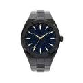 Men's frosted stainless steel business watch with luminous markers on dial in silver colour.